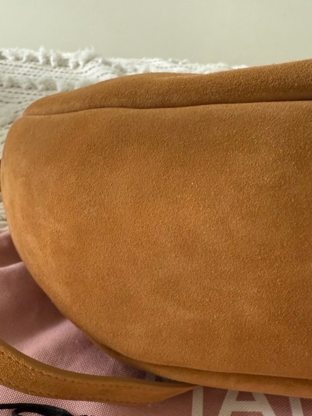 Brand New!! Mansur Gavriel Half Moon Suede Crossbody Bag in Caramel; NWT $695 - Picture 3 of 15